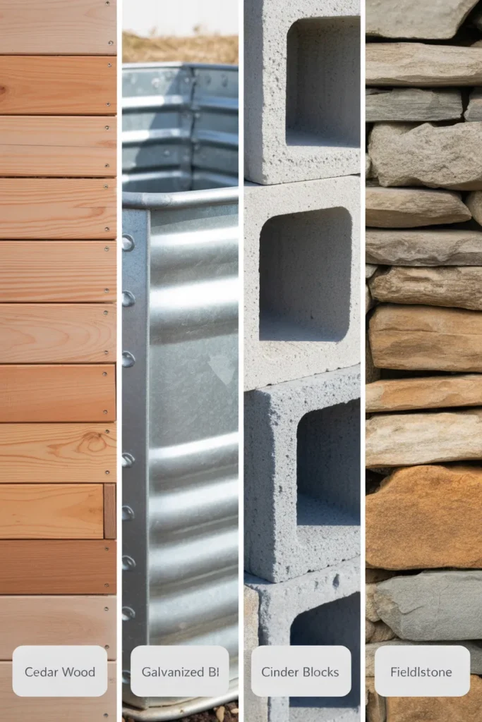 Best materials for raised garden beds for beginners including cedar metal and stone