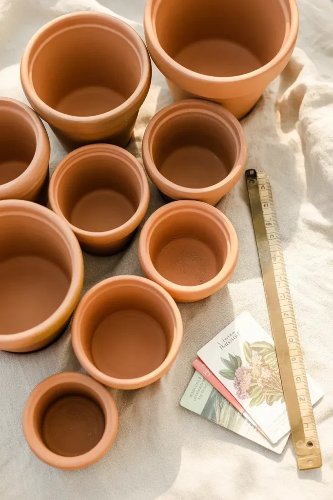 Budget vs splurge small space container garden supplies comparison flat lay on cream background.