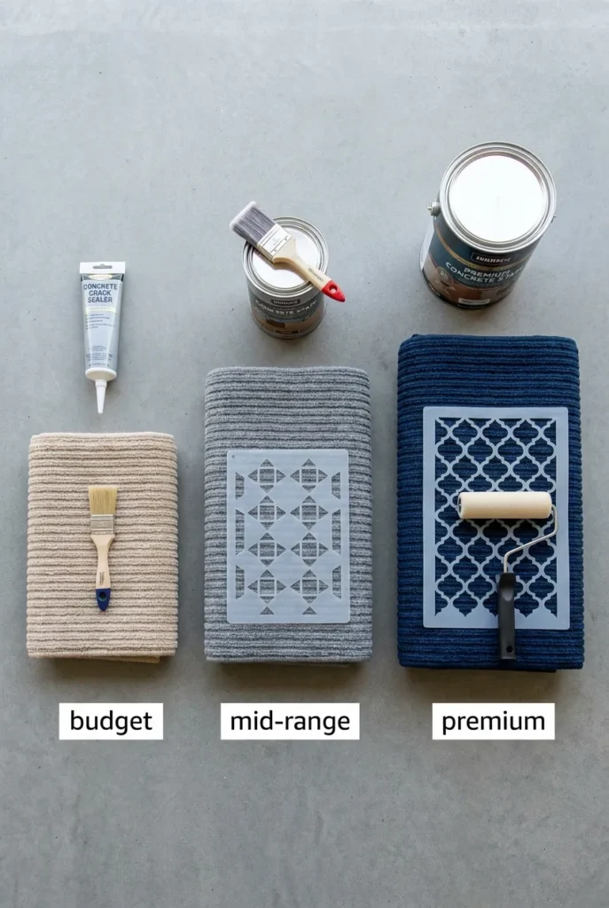 concrete patio makeover cost breakdown supplies by budget tier