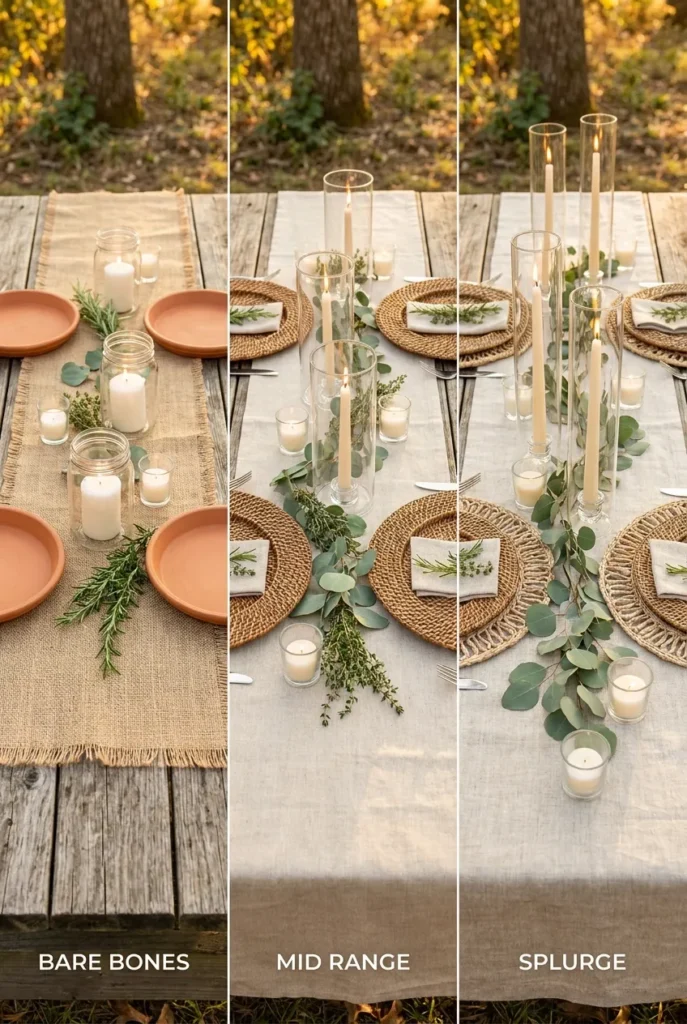 outdoor tablescape ideas budget breakdown three tier comparison
