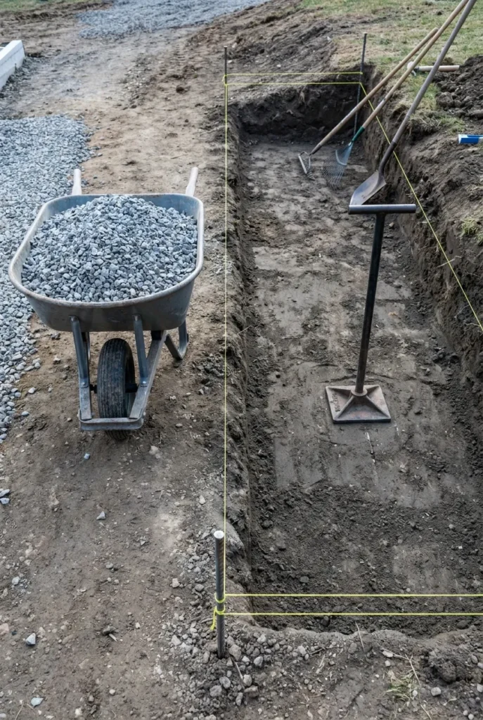 ompacted gravel base for a budget DIY paver patio