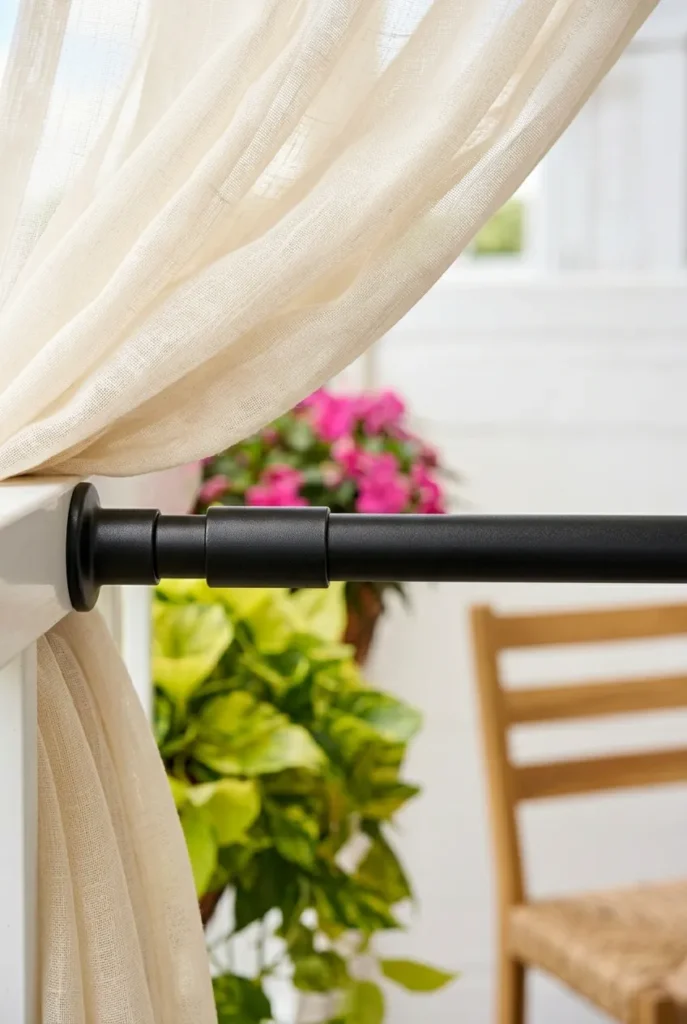 outdoor curtain fabric texture balcony privacy no drill apartment polyester