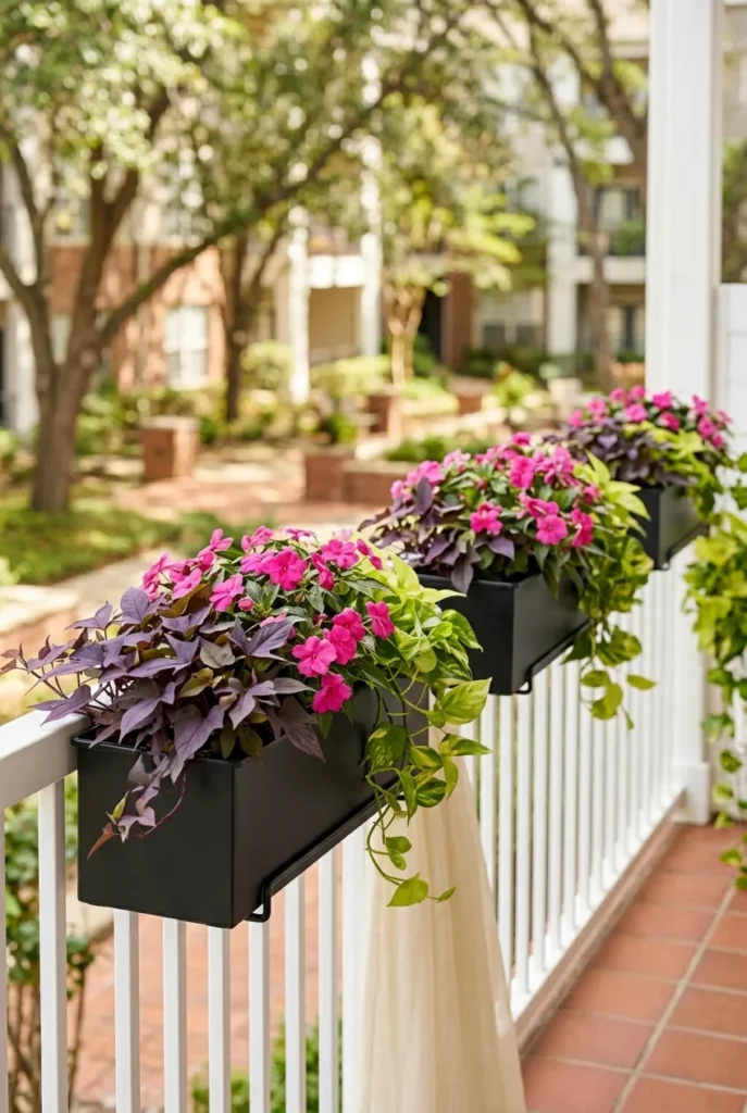 railing planters tall plants apartment balcony privacy living green screen