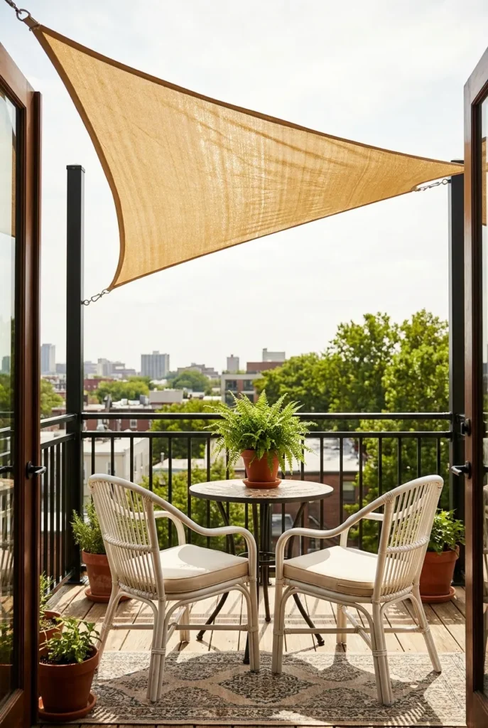 shade sail no roof apartment balcony privacy overhead sun coverage renter safe