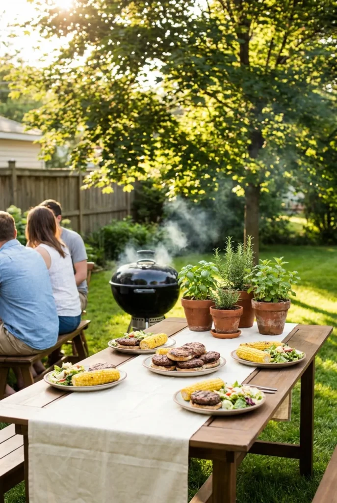 easy backyard cookout ideas food spread on a summer table