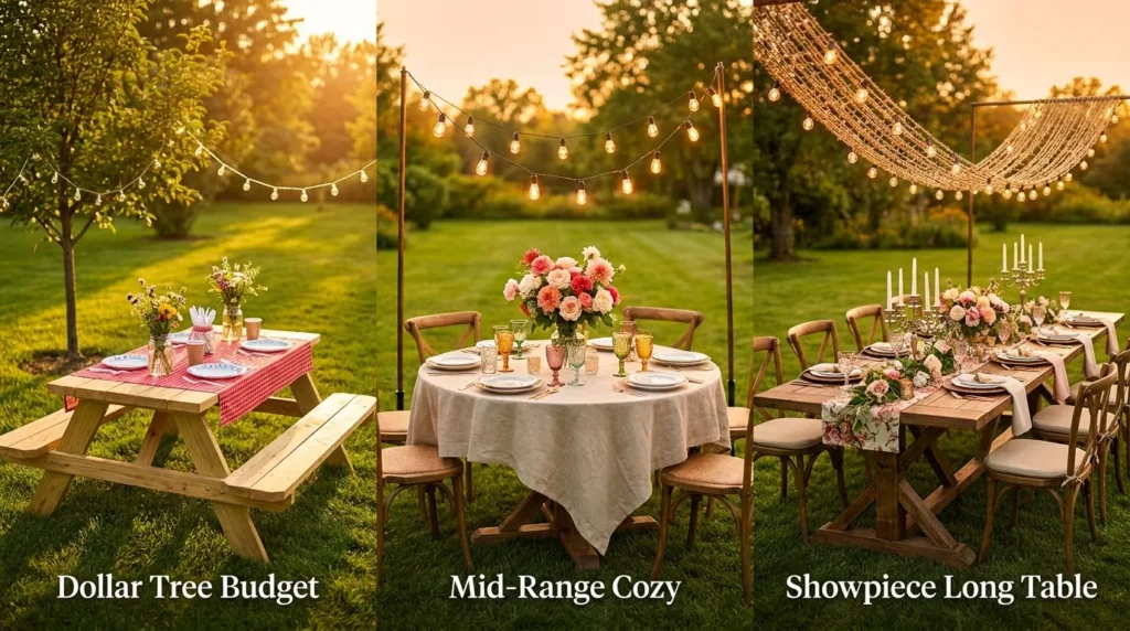 garden party ideas backyard budget tiers from simple to showpiece table setup