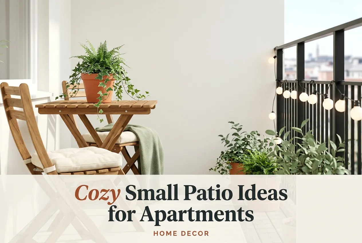 cozy small apartment patio ideas with bistro set plants and string lights-Small Patio Ideas Apartment