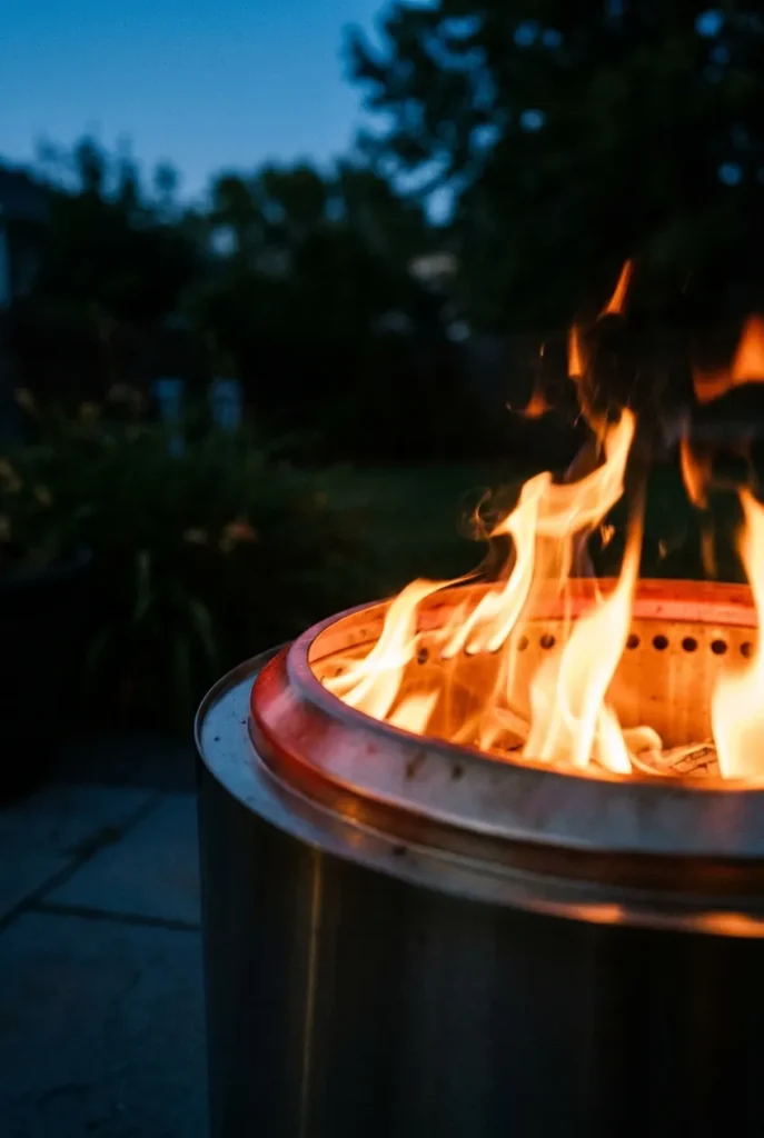Solo Stove Bonfire 2.0 smokeless flames close up for a backyard setup