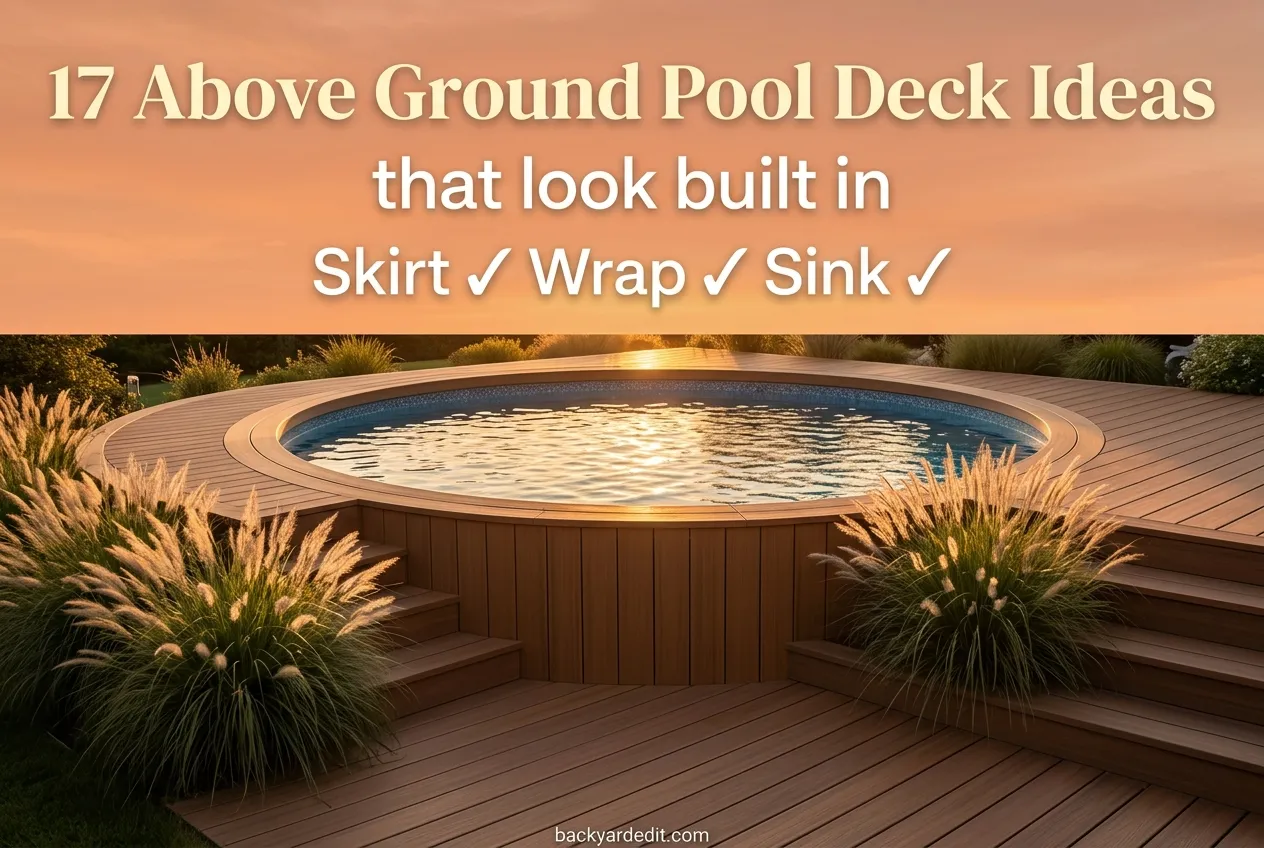 Above ground pool deck ideas pin 17 built in looks with skirt wrap sink overlay text