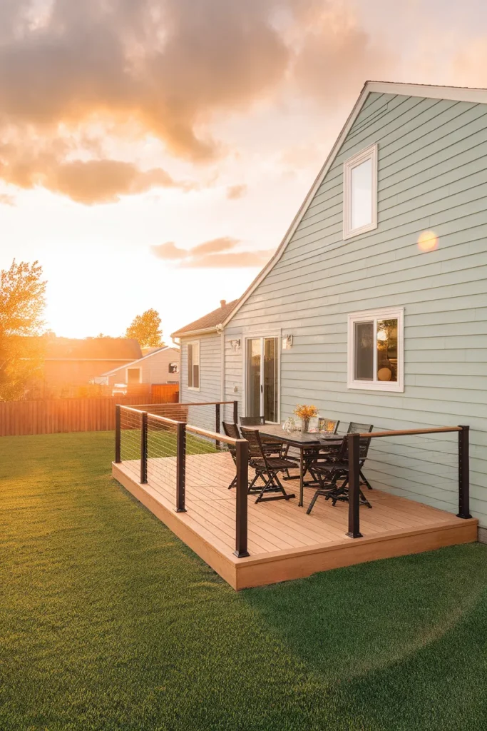 Deck ideas for small yards L shaped corner deck layout that saves most of the lawn