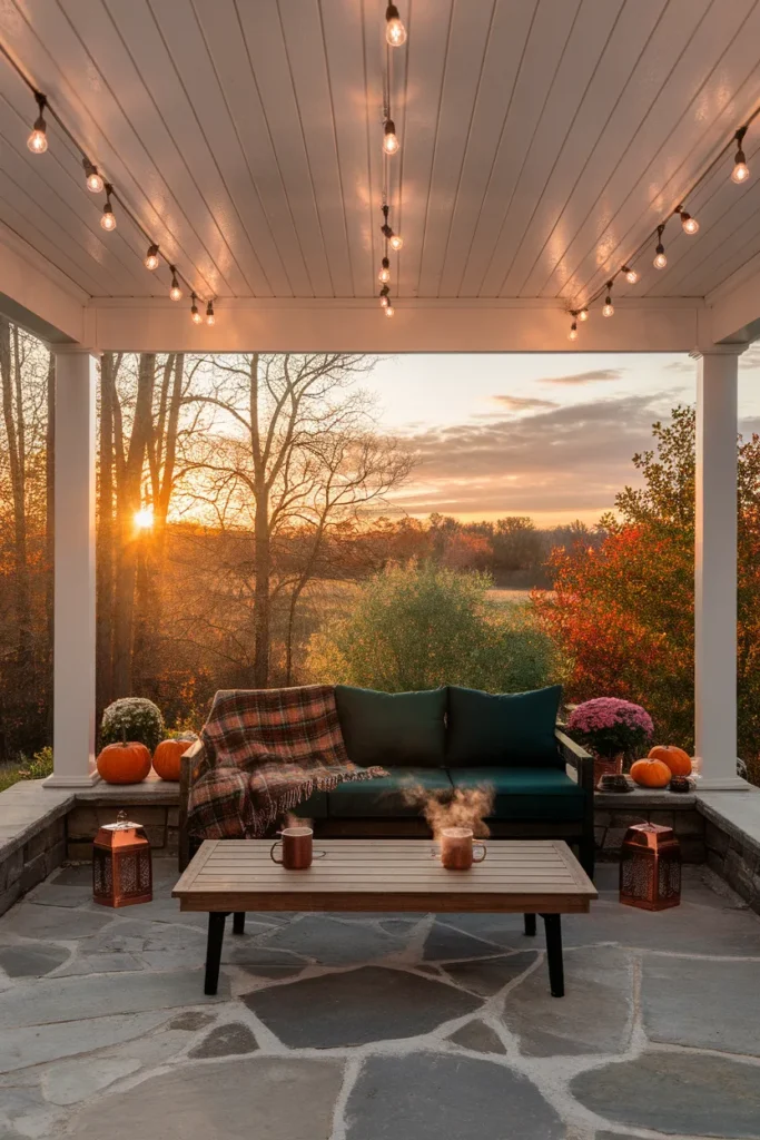 Finished under deck ceiling ideas result, a dry outdoor room styled for cozy fall evenings