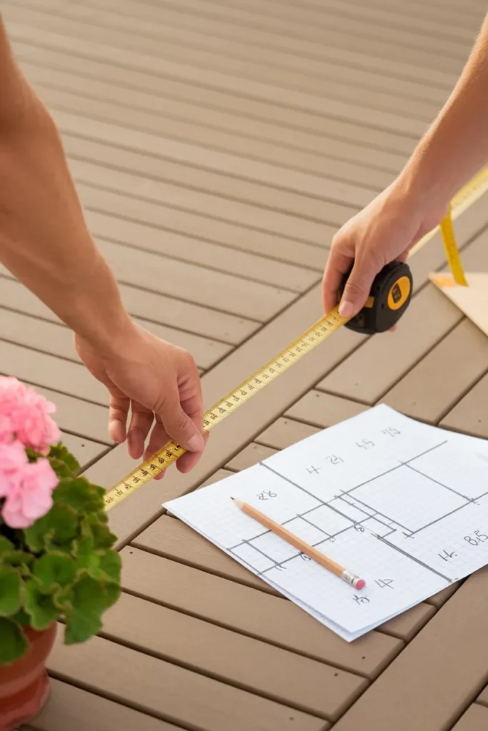 Measuring a small patio before choosing furniture layout and spacing