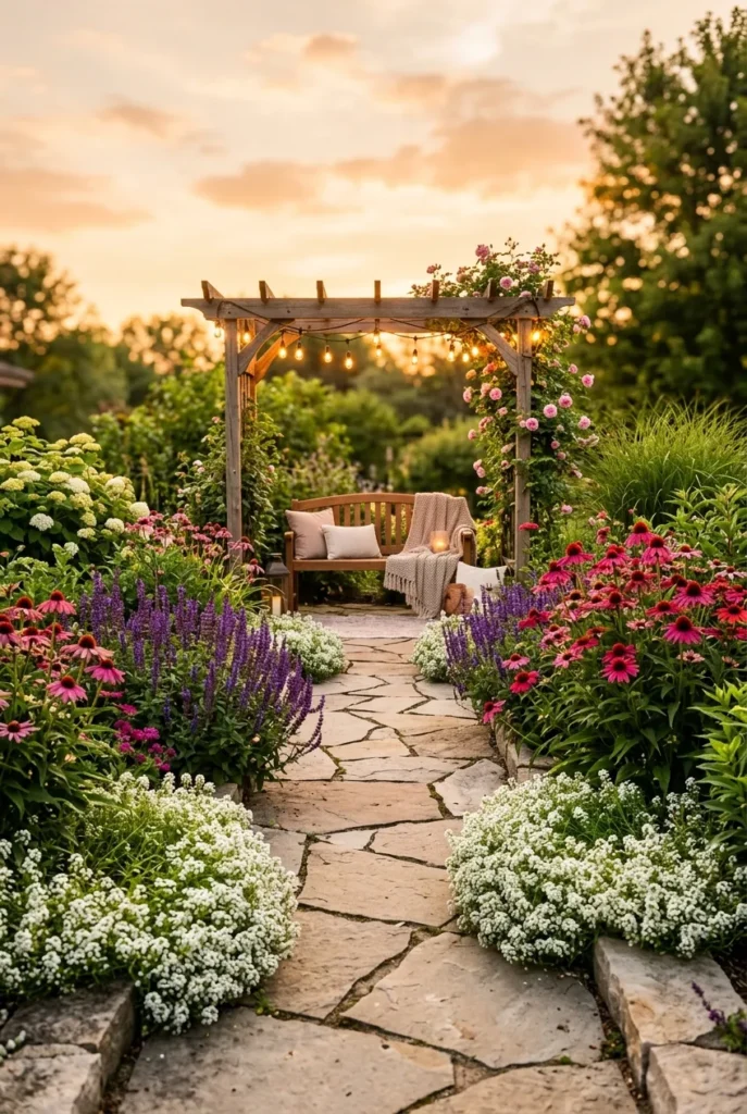 Beautiful garden ideas that look professionally designed shown as a finished layered border