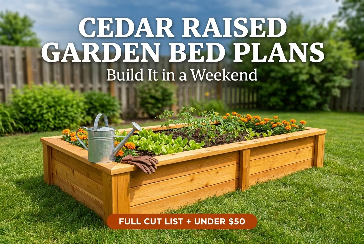 Cedar raised garden bed plans, a 4x8 weekend build filled with vegetables