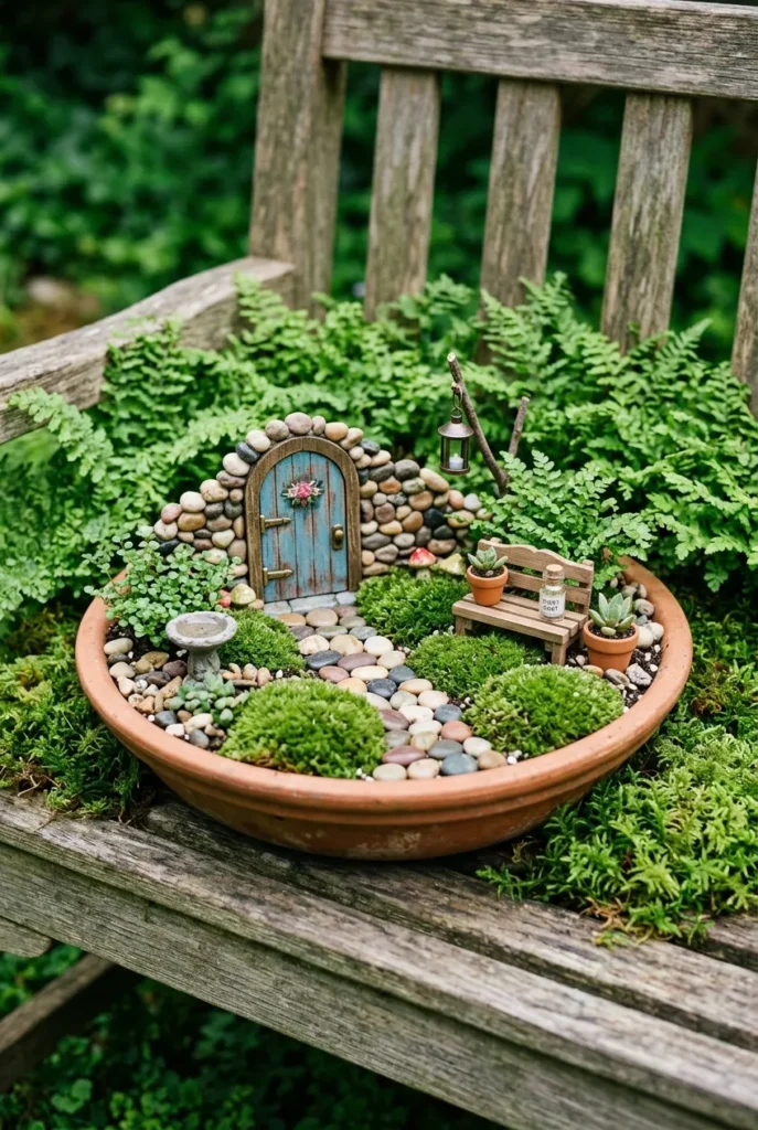 Miniature fairy garden idea for a children's garden play area
