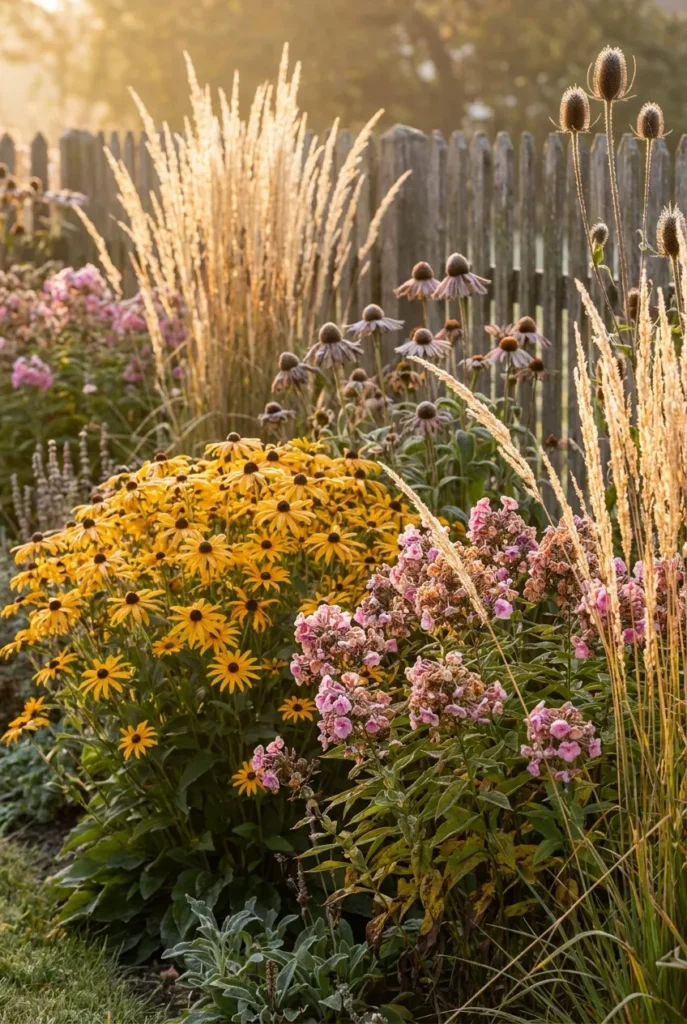 Cottage garden border ideas for fall color and grasses