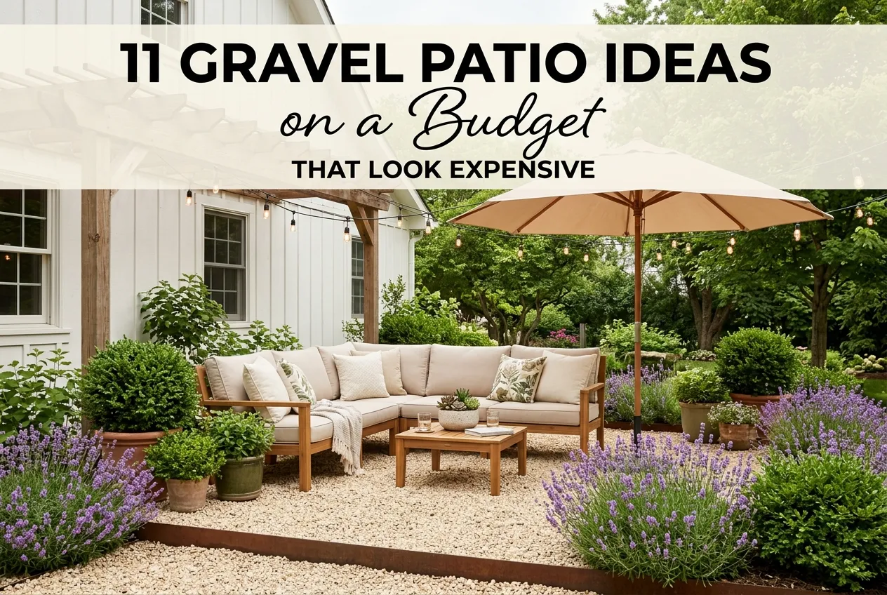 Gravel patio ideas on a budget pin with cozy pea gravel patio and seating