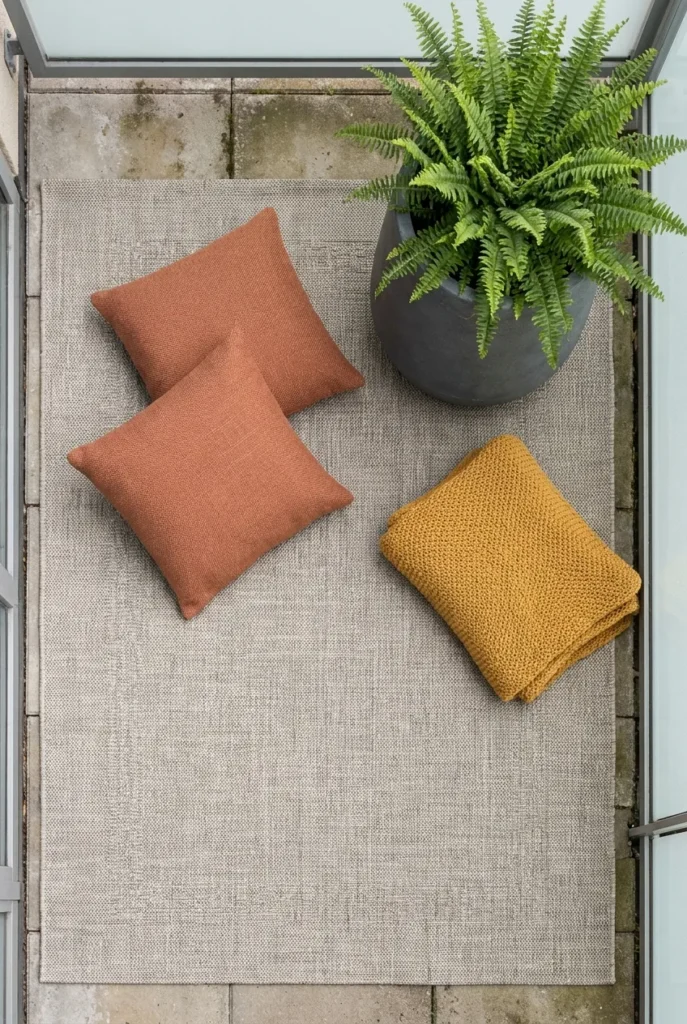 Neutral and terracotta color scheme for modern balcony decor