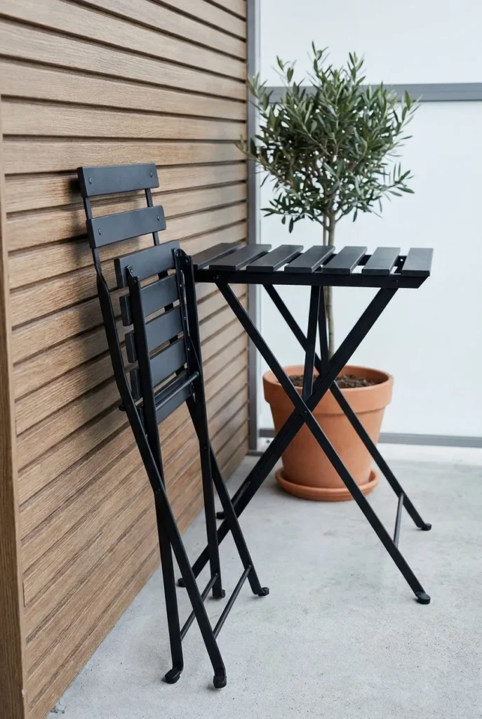 Lightweight folding bistro set for modern balcony decor in small apartments