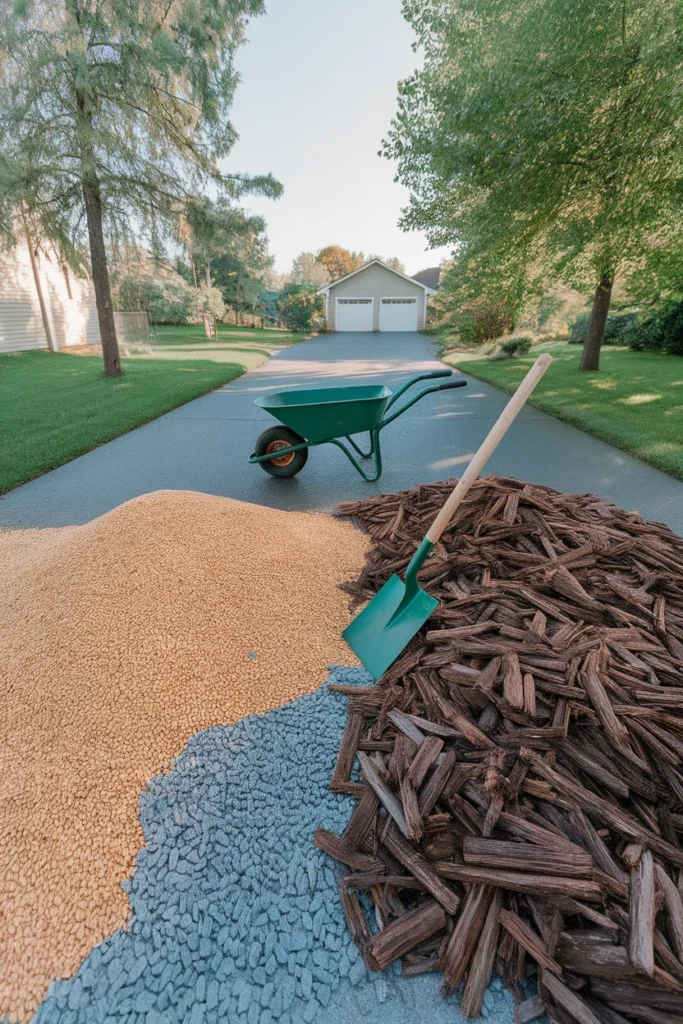 Budget backyard garden ideas bulk gravel and mulch delivered instead of bagged