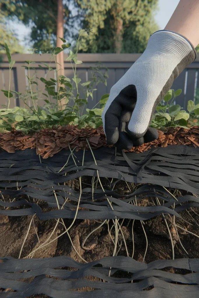 Budget backyard garden ideas to avoid degraded landscape fabric under mulch