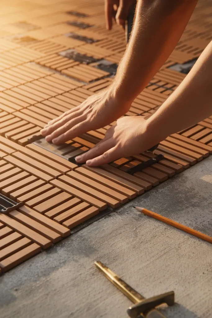 Installing interlocking deck tiles as balcony flooring over concrete