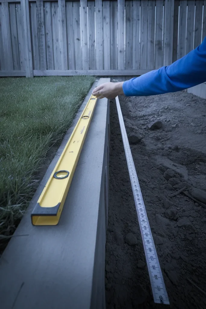 Measuring rise over ten feet to plan raised garden beds on a slope