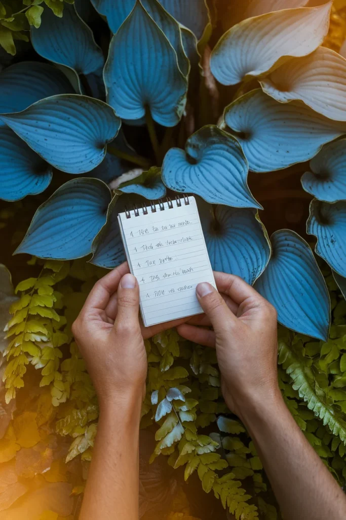 Shade garden ideas checklist recording light readings at 9, 1 and 5