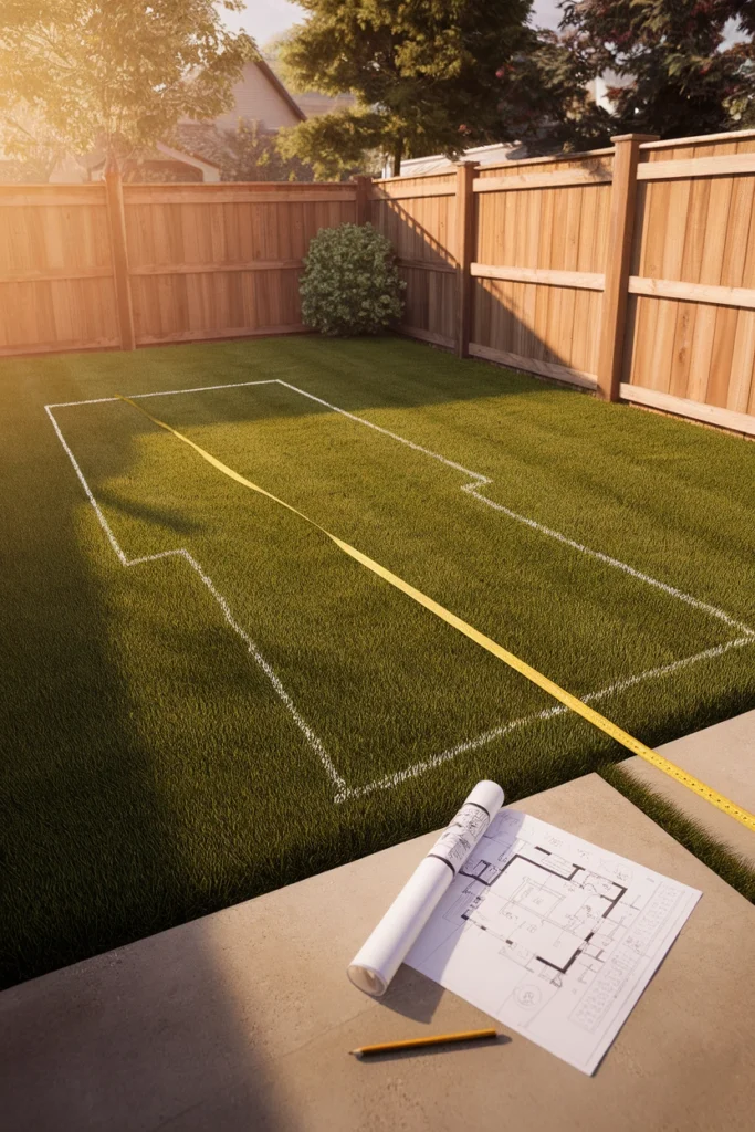 Small backyard pool ideas measuring the usable span in a tiny yard before digging