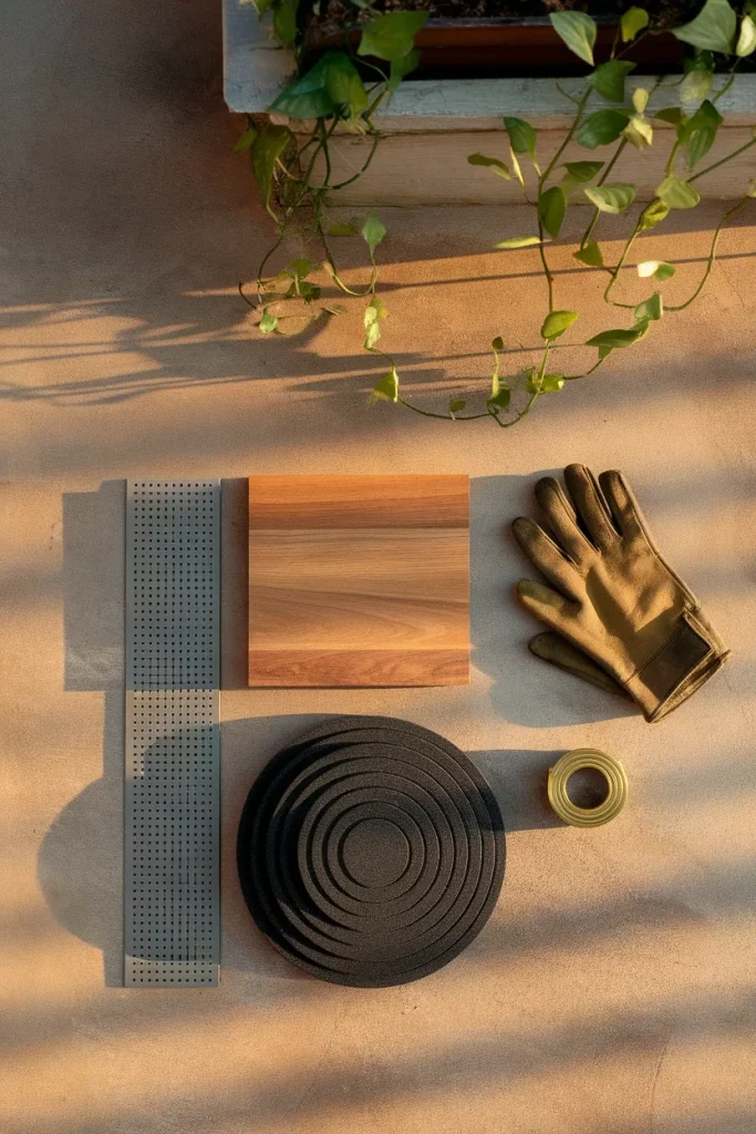 Three balcony flooring materials compared by thickness and weight per square foot