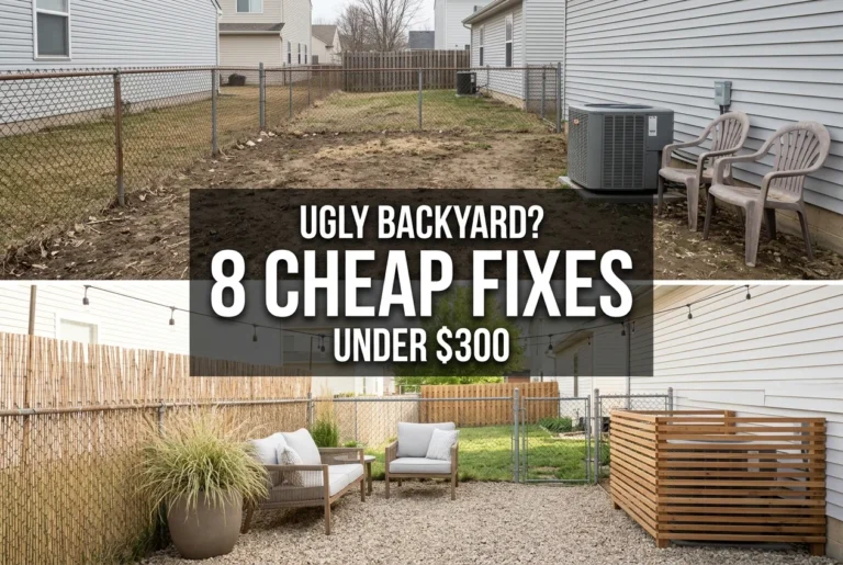 Ugly backyard makeover cheap before and after with 8 budget fixes under $300
