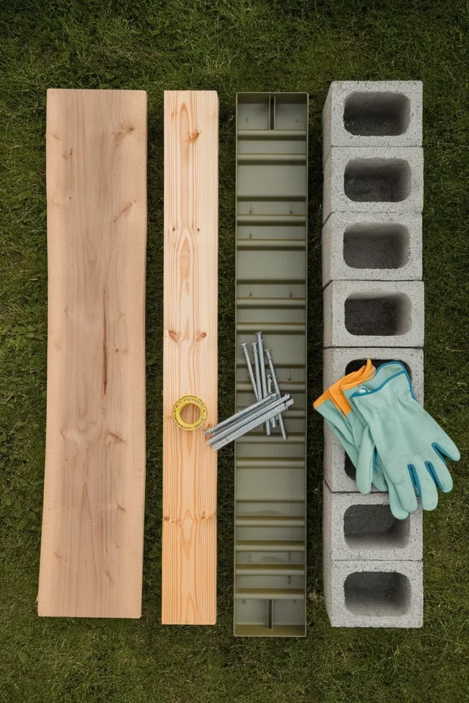 steel, treated lumber and block options for raised garden beds on a slope