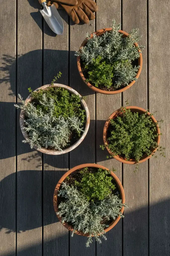 Mediterranean cozy backyard ideas comparing terracotta and resin planters for freezing winter zones